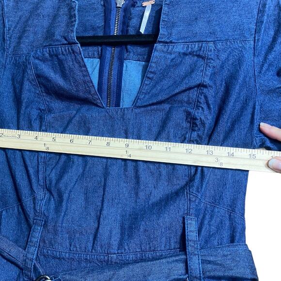Free People long sleeve short chambray boho chic dress with belt - XS - Picture 9 of 13